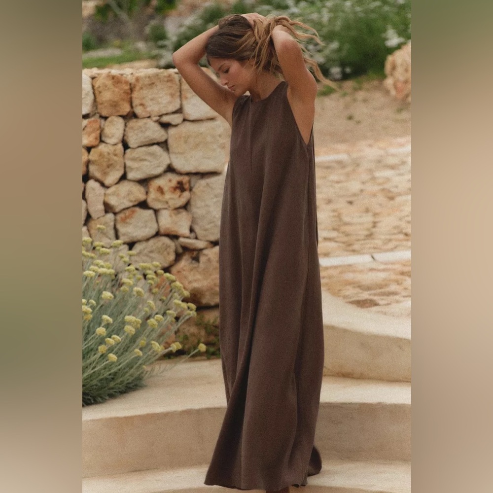 Zara FLOWY MIDI DRESS - Picture 2 of 8